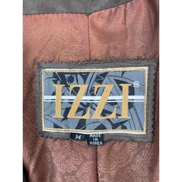 Vintage IZZI Mens Medium Long Leather Duster Coat Suede Brown Lined Steampunk - Picture 3 of 9